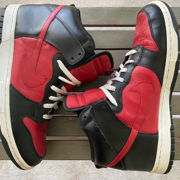 Nike Dunk High Premium Bred Varsity Red 2010 black Red - Picture 1 of 4
